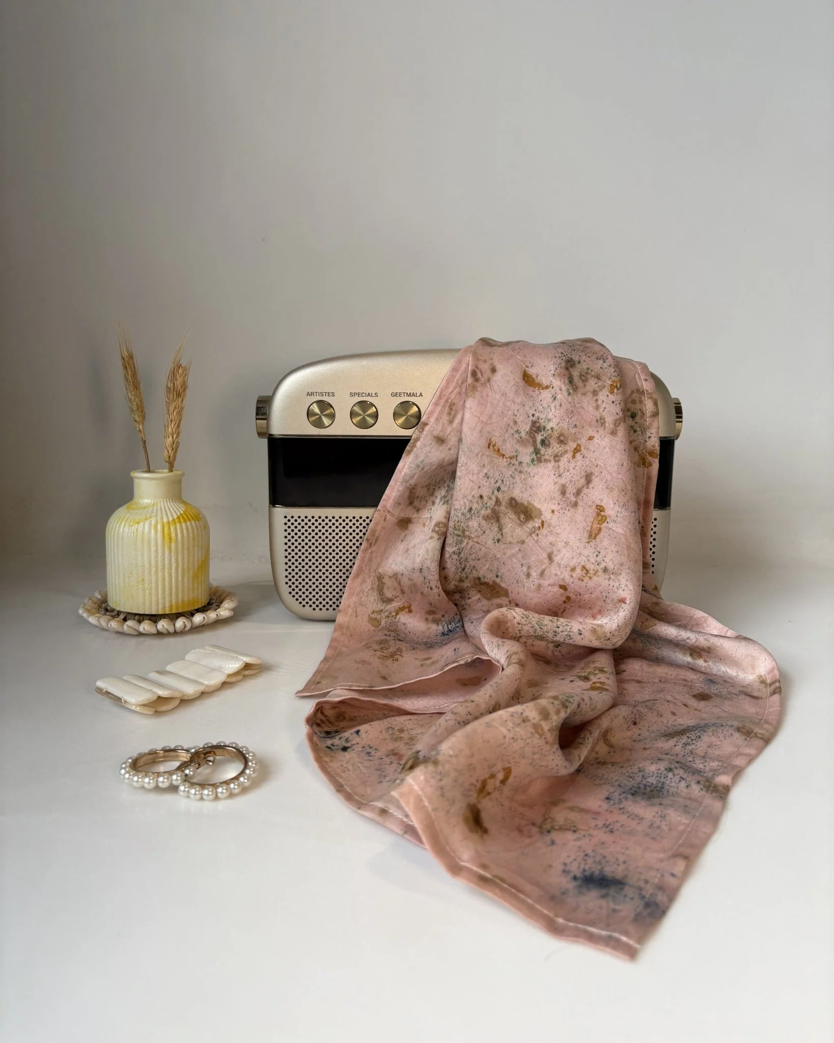Eco-Printed Blush Confetti Bandana | Sustainable Fashion Accessory - Image 3