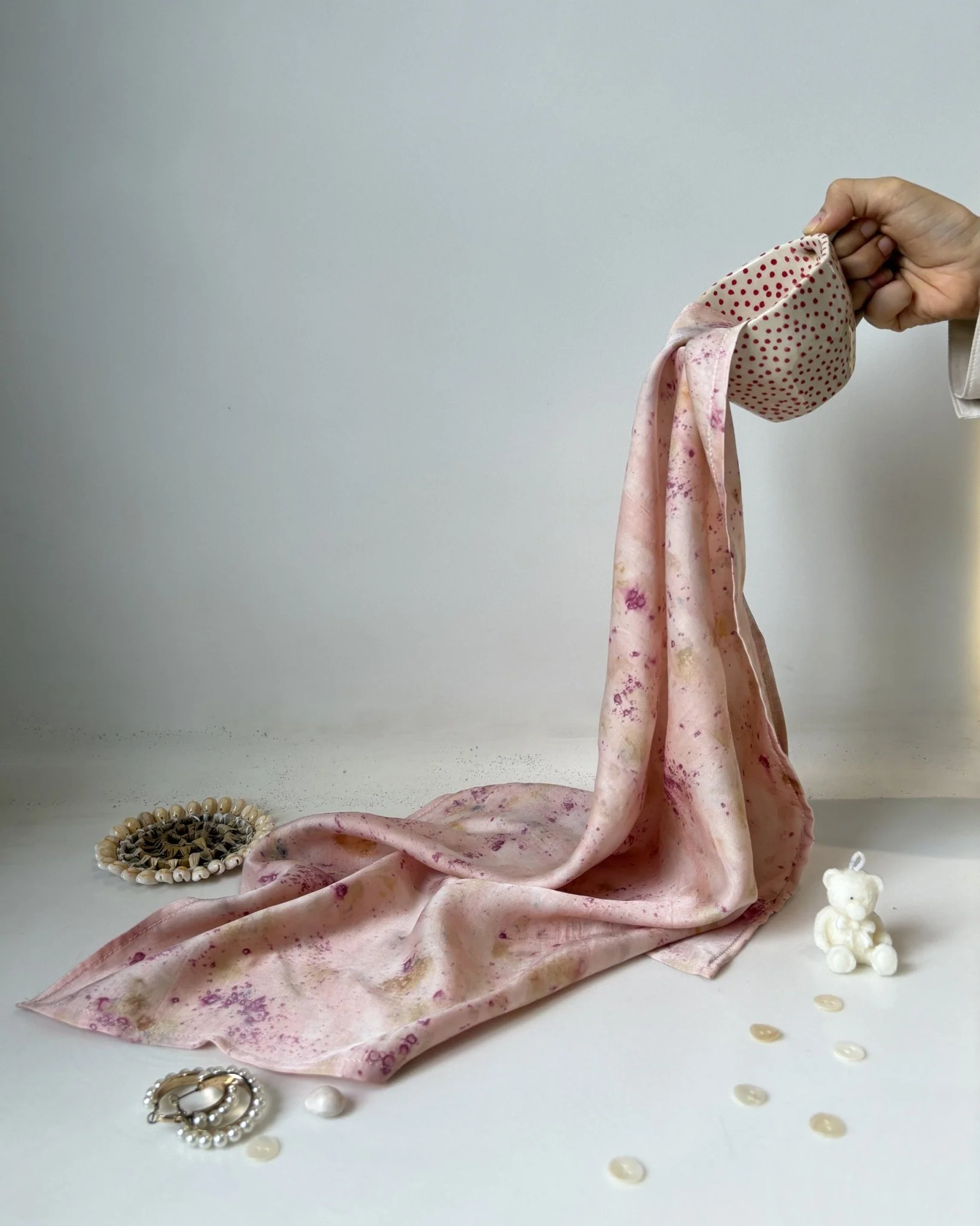 Eco-Printed Rose Bloom Bandana | Natural Hand-Dyed Cotton Scarf - Image 4