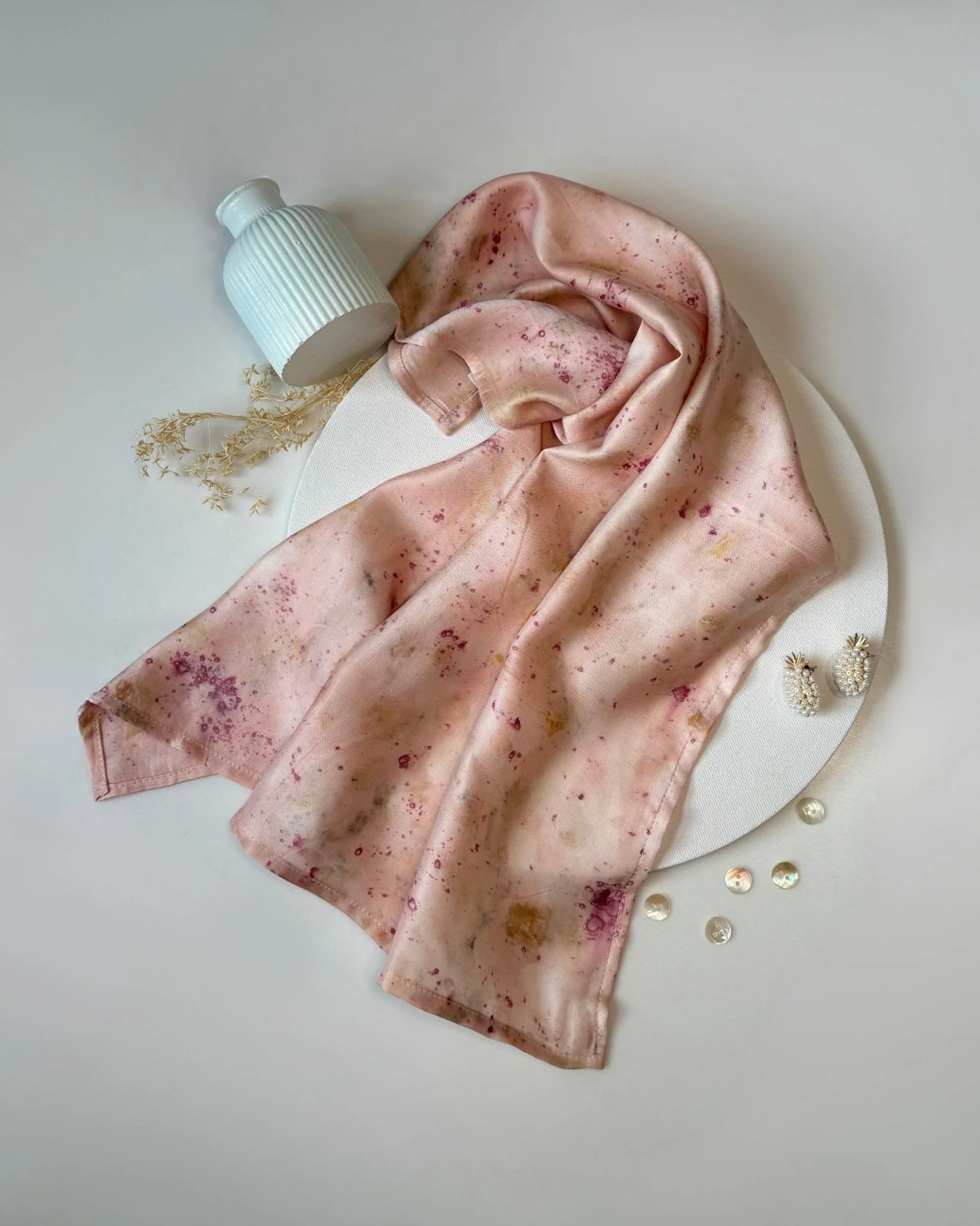 Eco-Printed Rose Bloom Bandana | Natural Hand-Dyed Cotton Scarf - Image 5