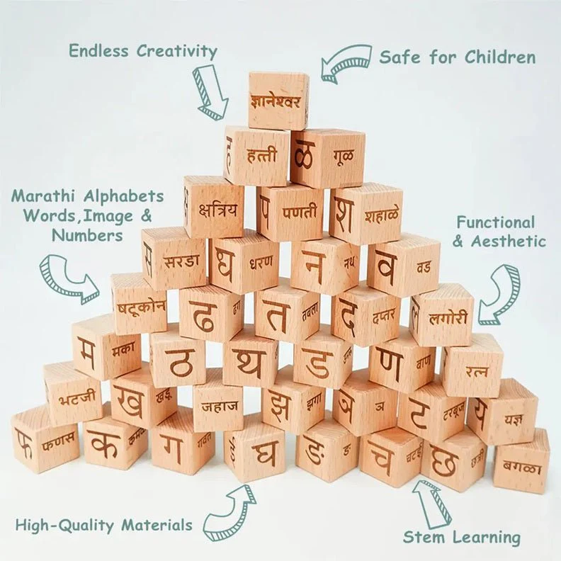 Educational Blocks Set (4-In-1) | Marathi Learning Toy for Kids - Image 6