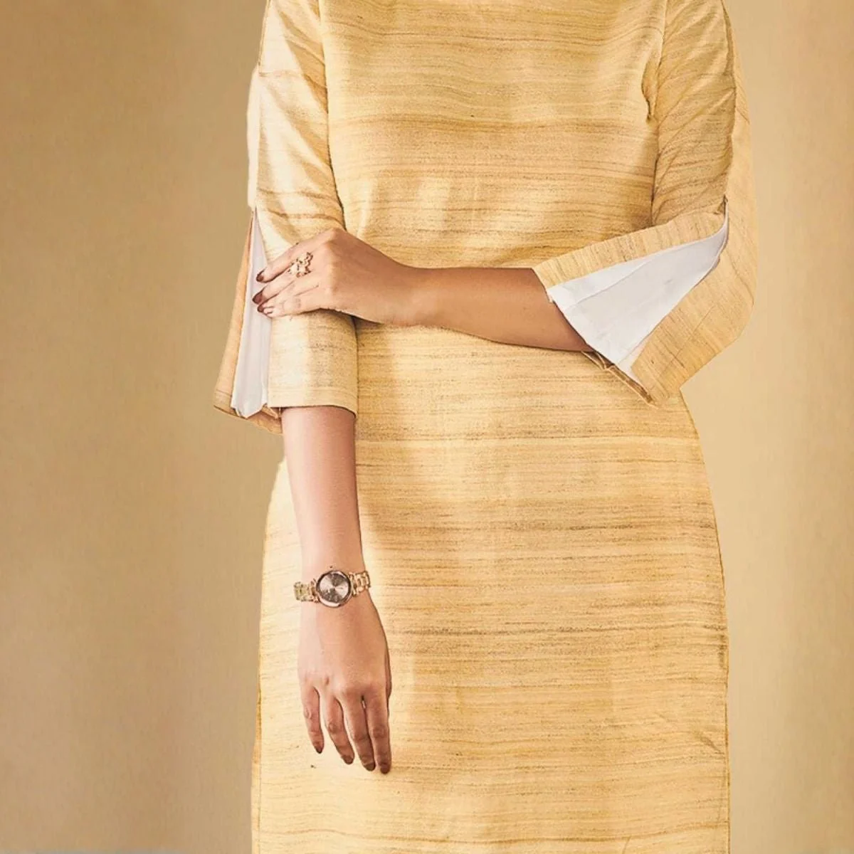 Eila Beige Eri Silk Shift Dress - Image 2