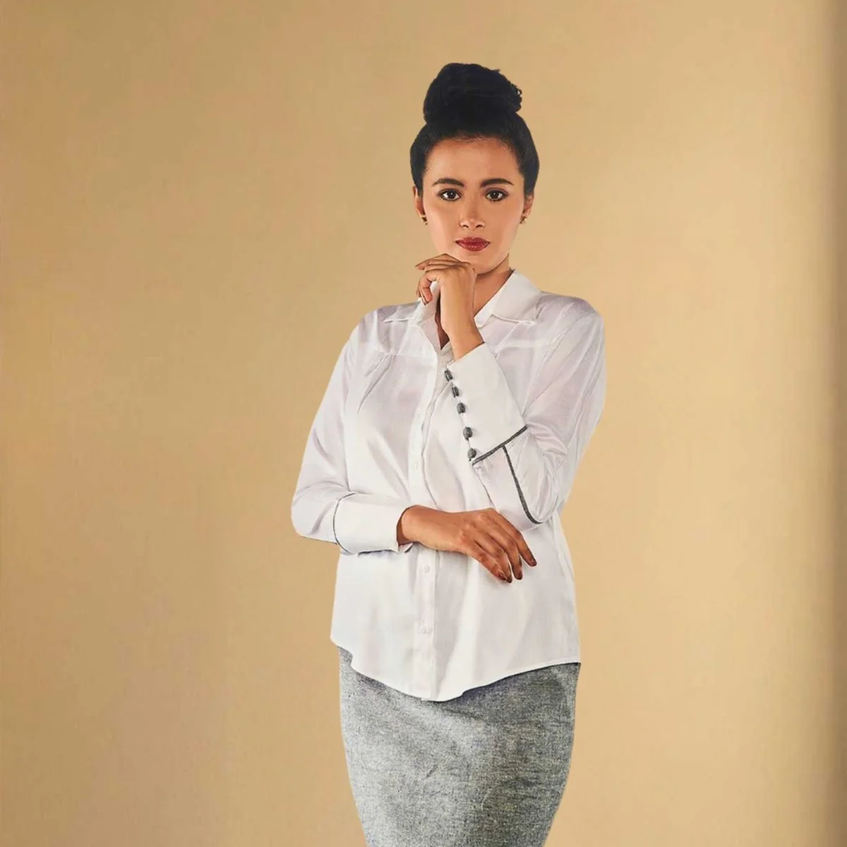 Eira Formal White Tencel Shirt - Image 2
