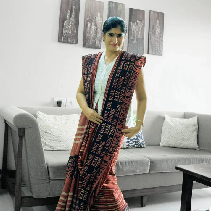 Ekla Cholo Pink Handloom Cotton Saree– Sustainable & Breathable - Image 4