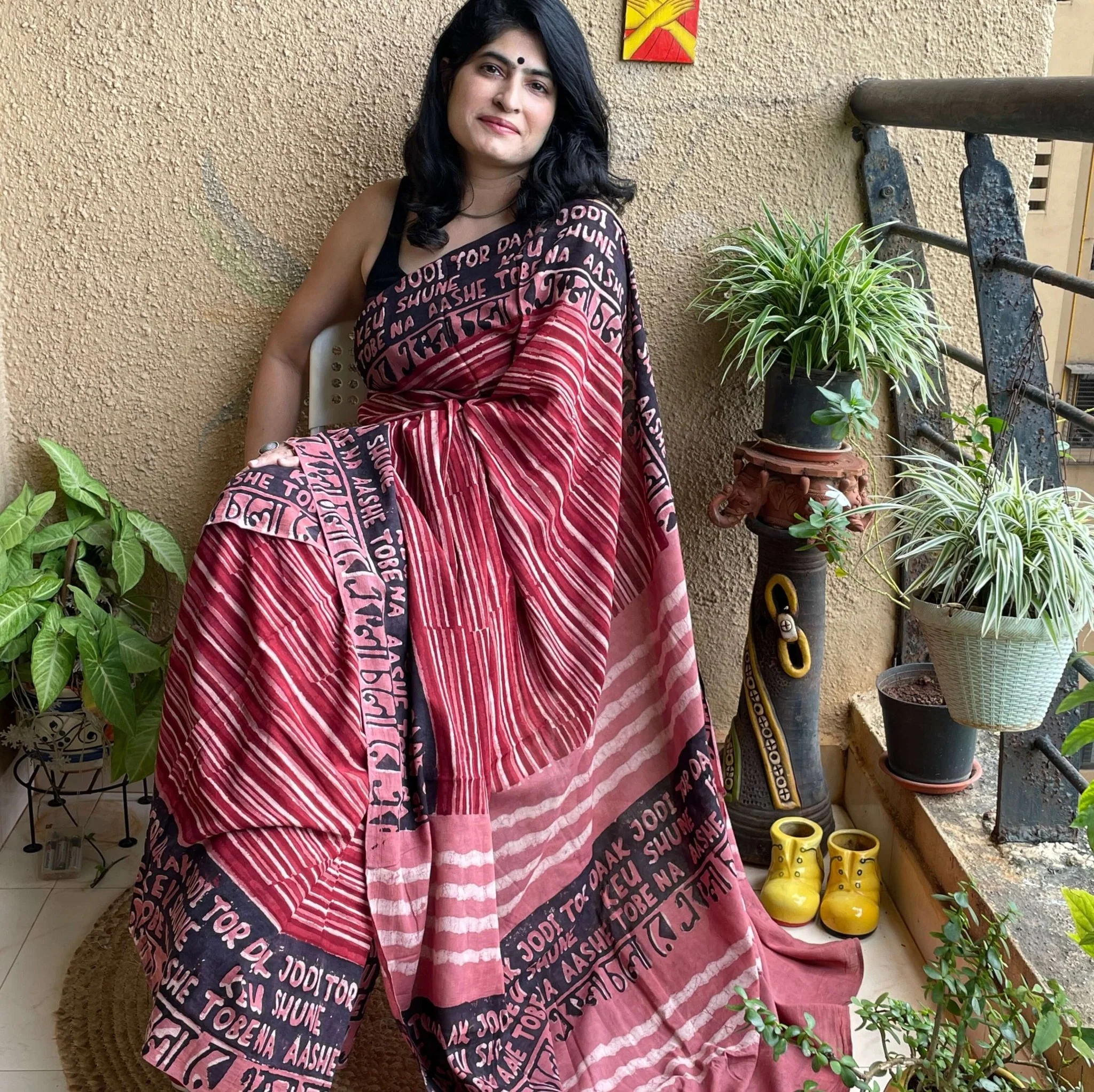 Ekla Cholo Pink Handloom Cotton Saree– Sustainable & Breathable - Image 8