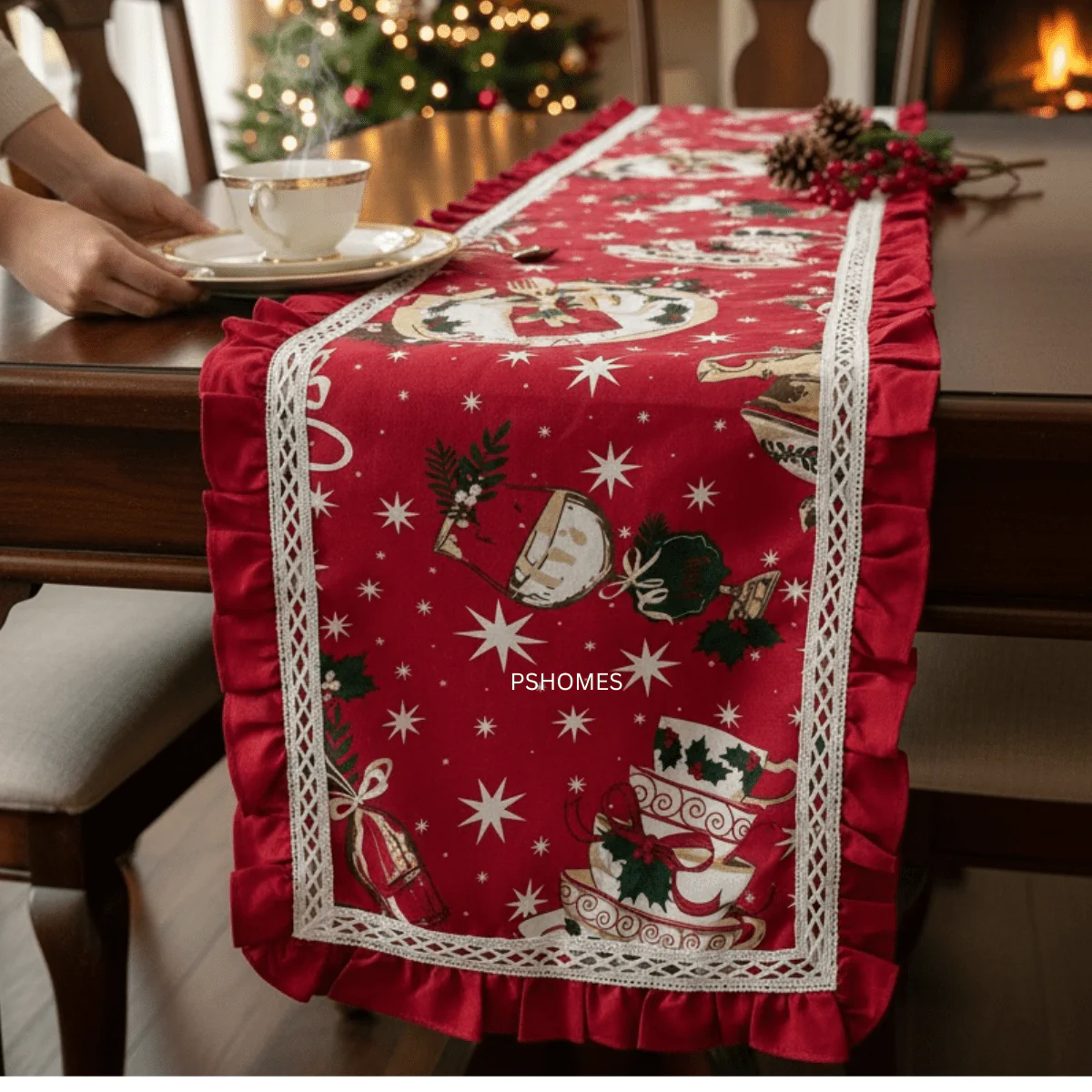 Embroidery Lace Border Cotton Table Runner 6 Feet - Image 8