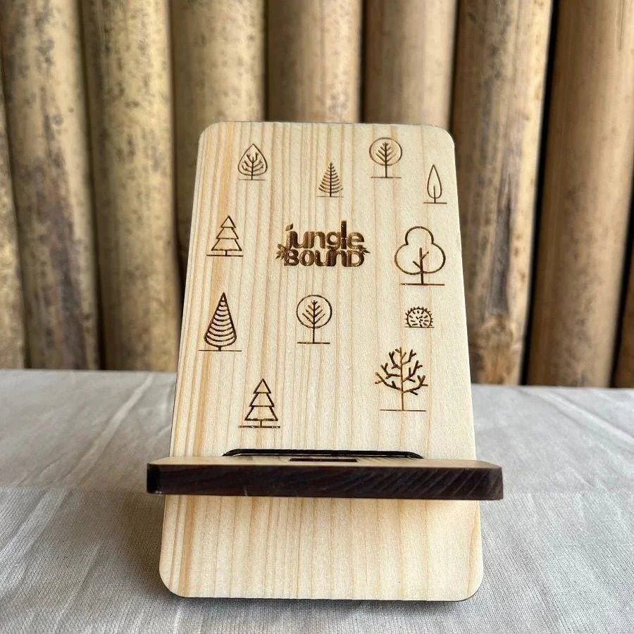 Ergonomic Wooden Mobile Stand – Hands-Free Phone Holder for Desk