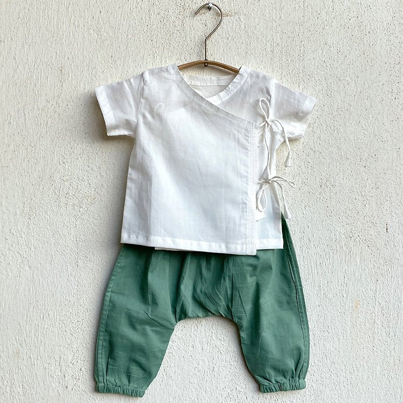 Essential White Angarakha Top with Pants - Image 8