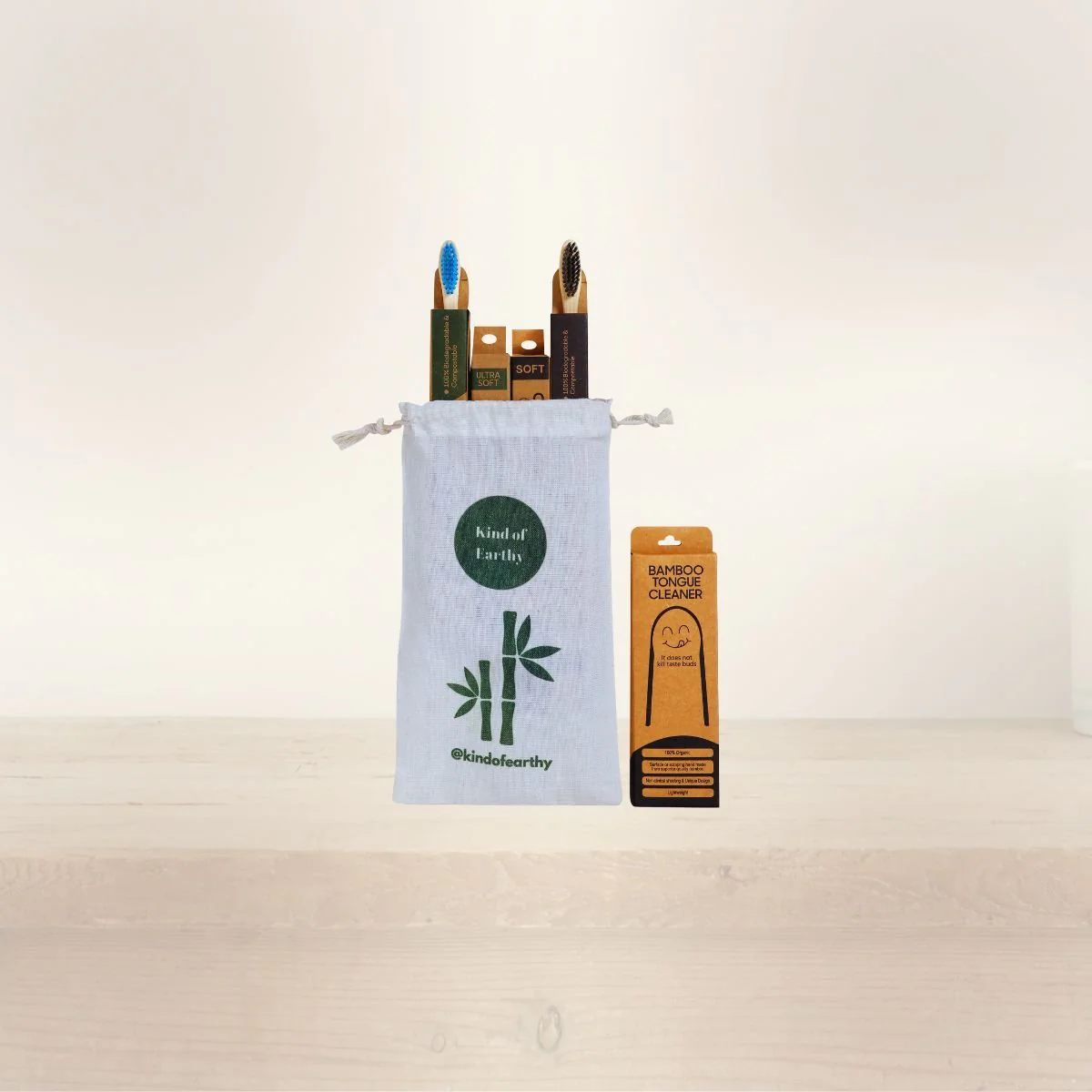 Family Bamboo Toothbrush Set | 2 Adult 2 Kids Brushes & Tongue Cleaner - Image 4
