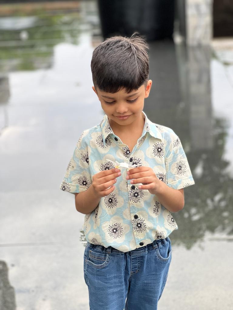 Farhaan Shirt I Bright Blue Floral Cotton Shirt for Boys - Image 2