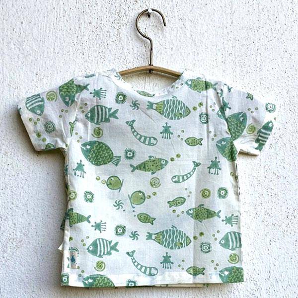 Fish Print Angarakha Top with Pants - Image 4