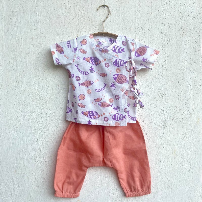 Fish Print Angarakha Top with Pants - Image 7