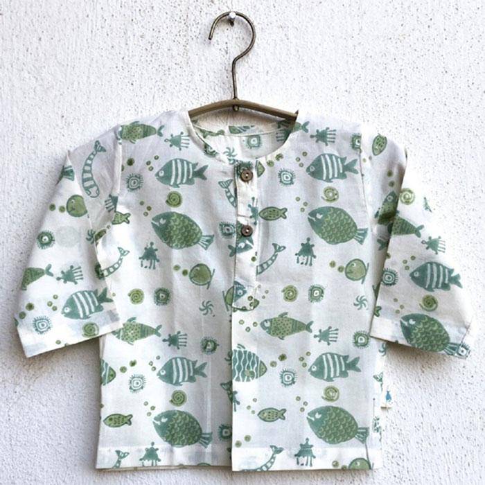 Fish Print Kurta with Pants - Image 4