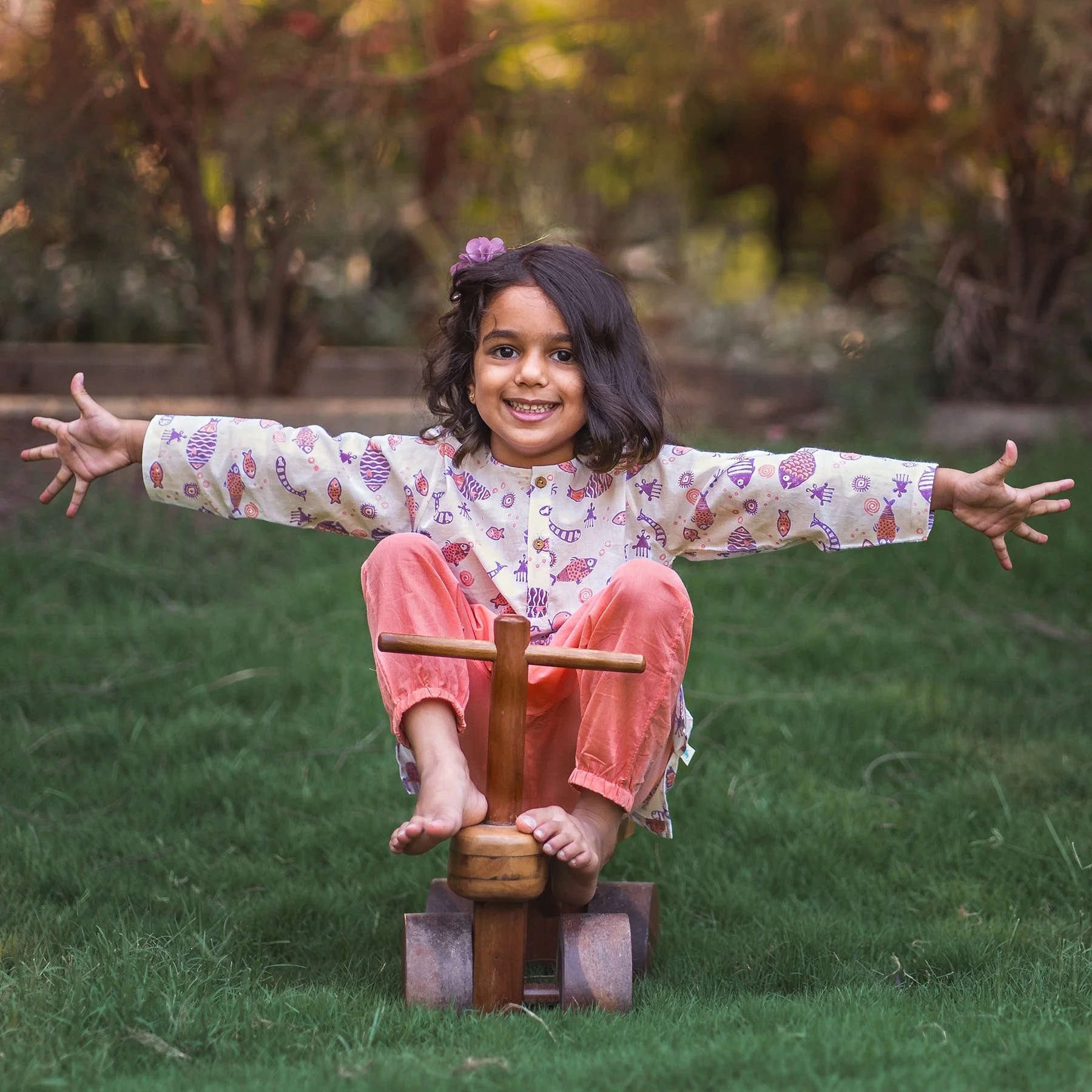 Fish Print Kurta with Pants - Image 7