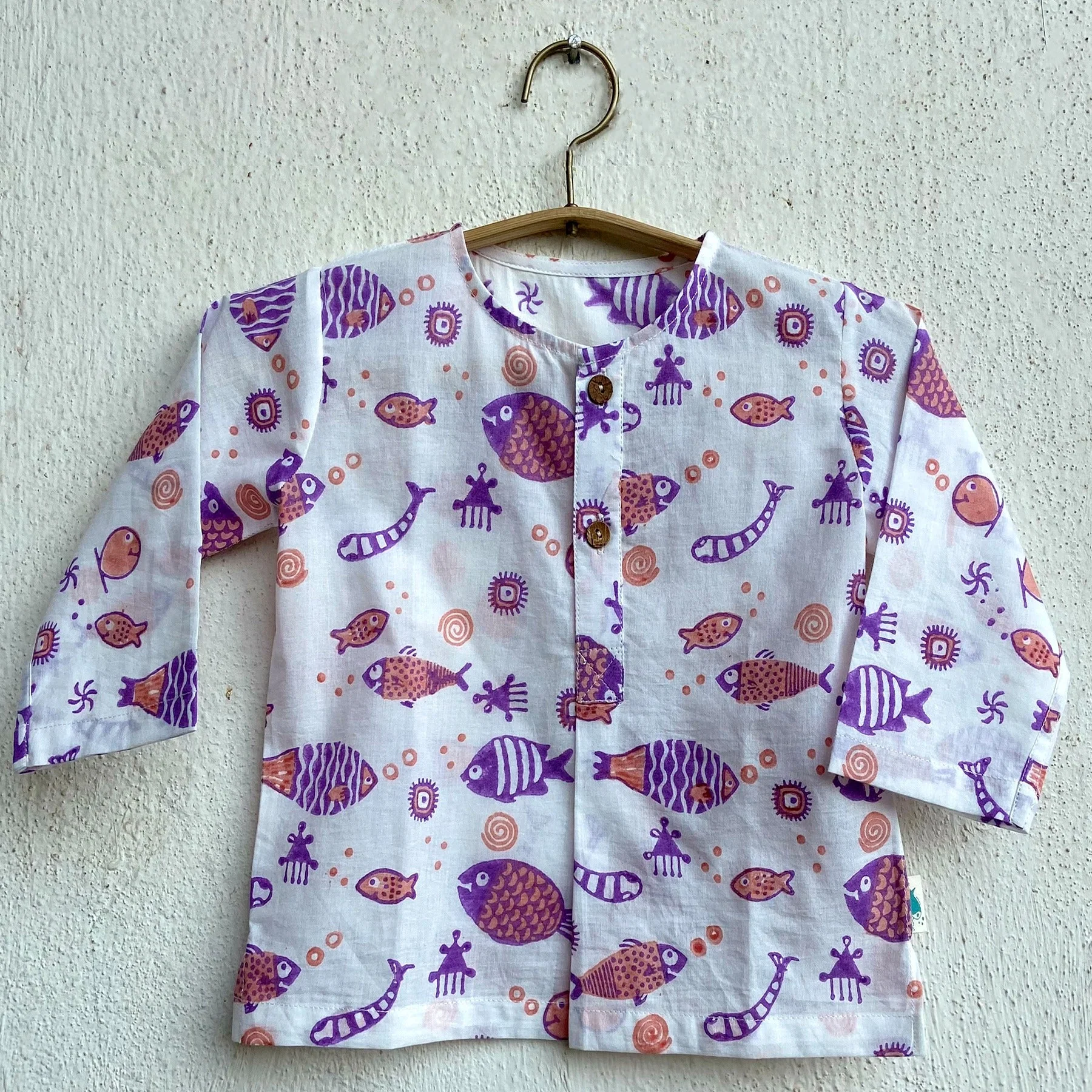 Fish Print Kurta with Pants - Image 9