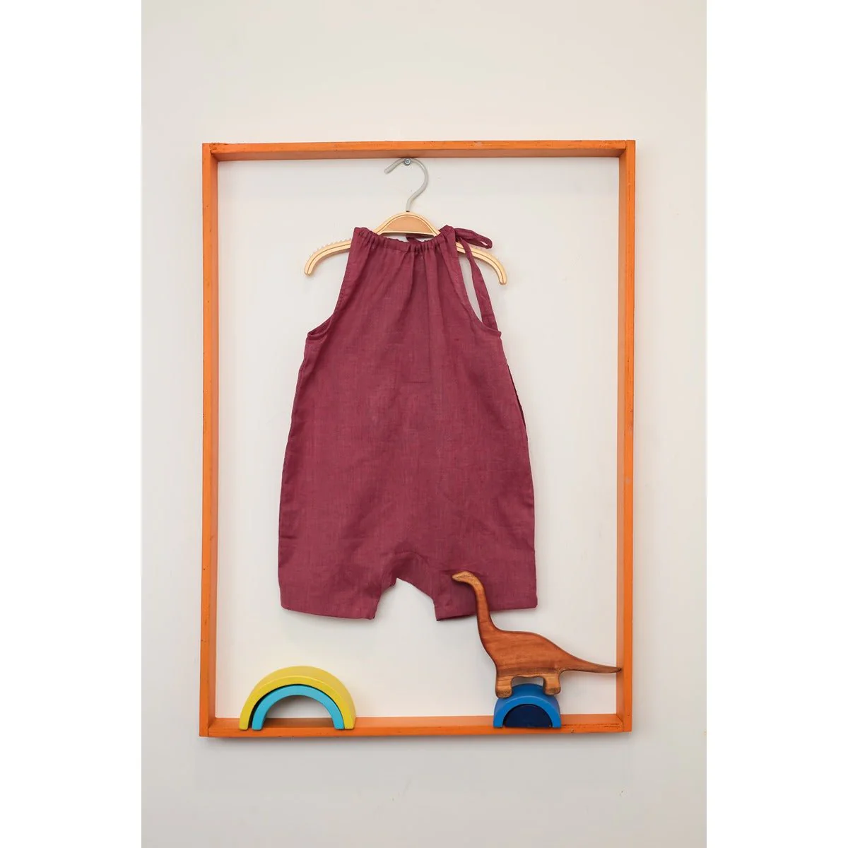 Fishy Red Fern Romper | Cotton Onesie for Baby | Brick Red