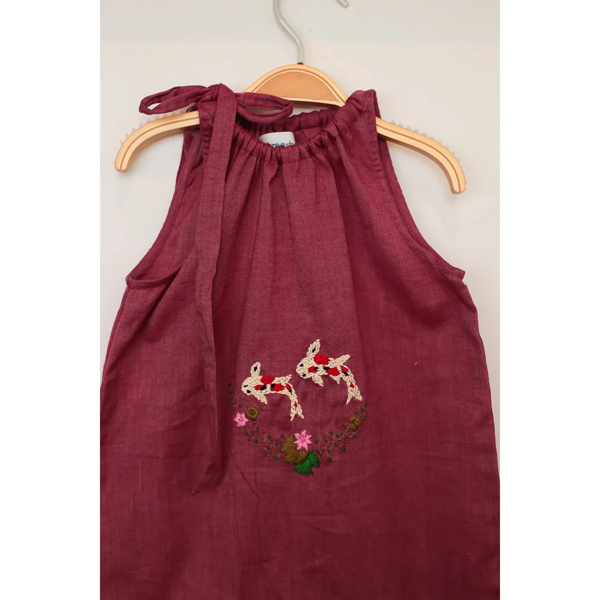 Fishy Red Fern Romper | Cotton Onesie for Baby | Brick Red - Image 4