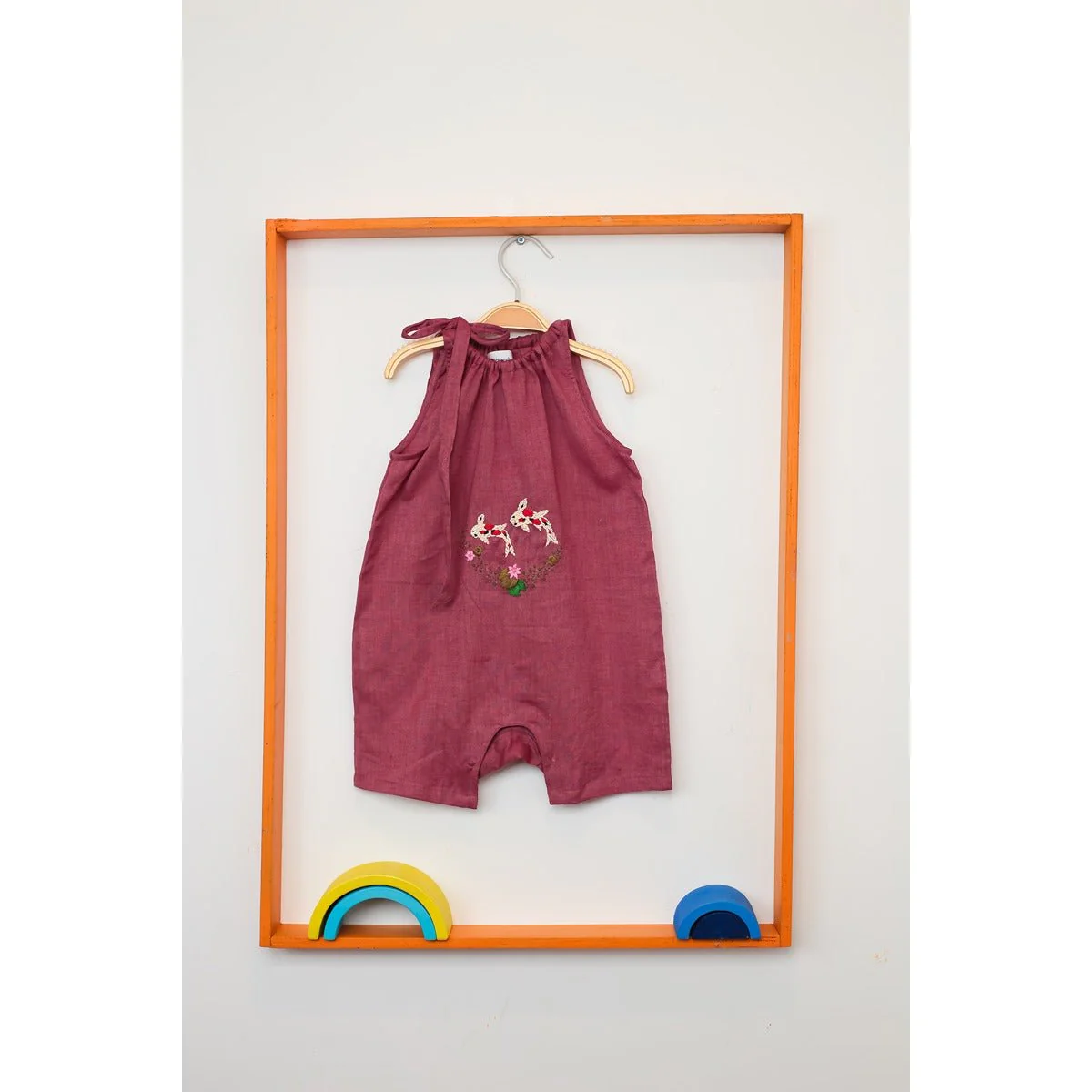 Fishy Red Fern Romper | Cotton Onesie for Baby | Brick Red - Image 5