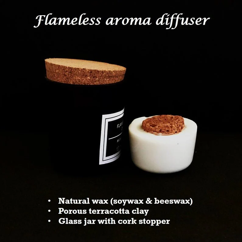 Flameless Terracotta & Wax-Aroma Diffuser with Cork & Black Jar - Image 4