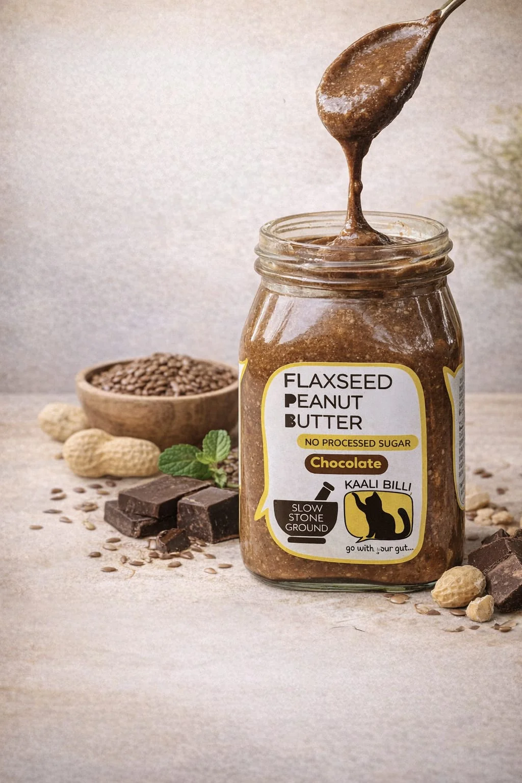 Flaxseed Peanut Butter Chocolate 330g | High Protein Chocolate Spread - Image 3
