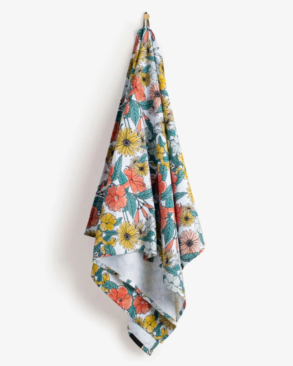 Bamboo & Cotton Blend Printed Beach Towel | Flora - Image 3