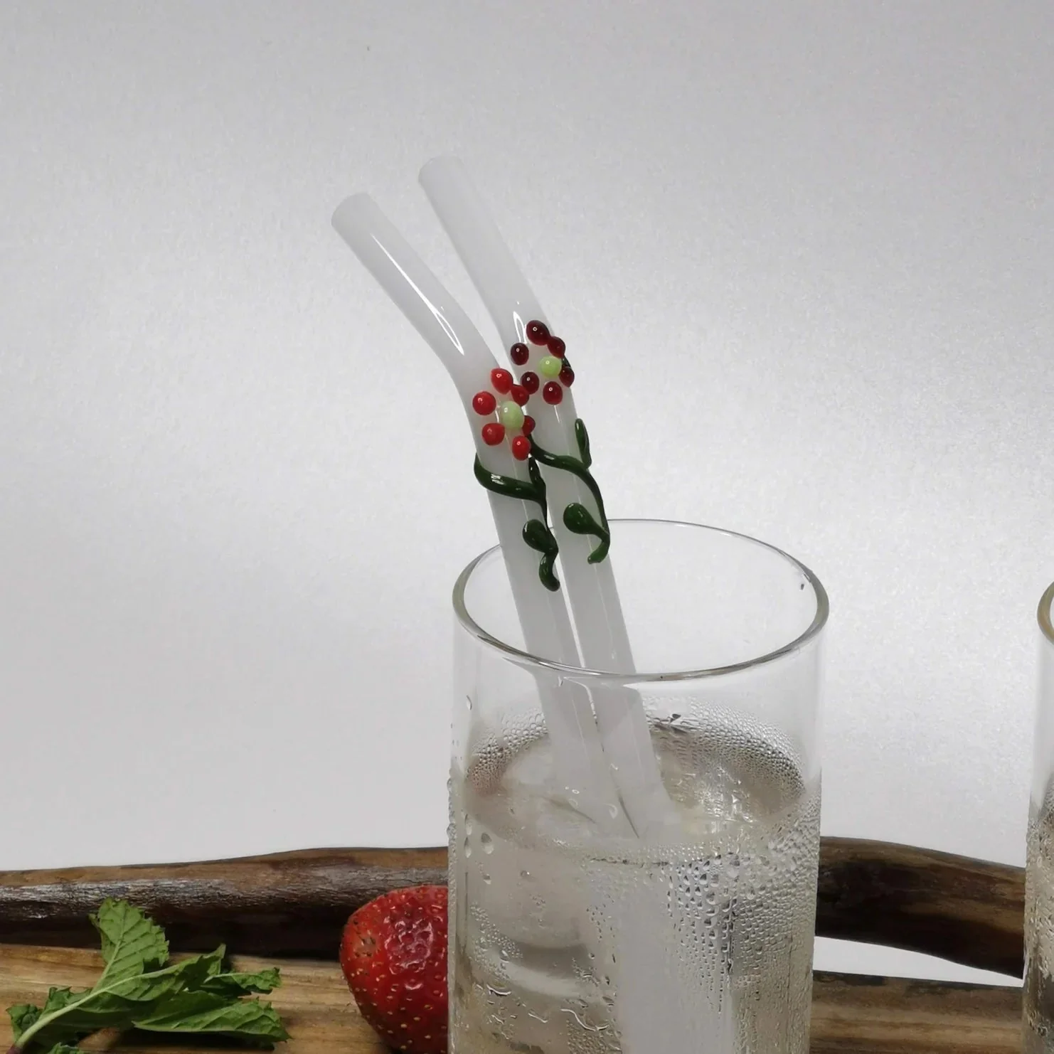 Floral Art Glass Straws – Set of 2 - Image 11