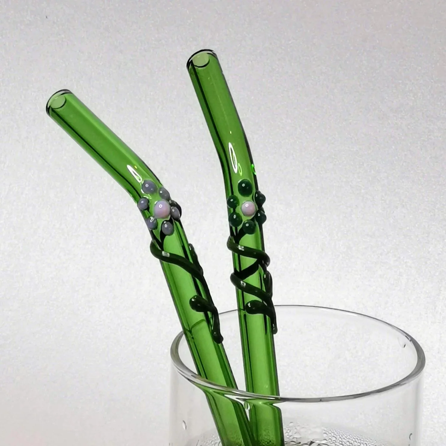 Floral Art Glass Straws – Set of 2 - Image 6