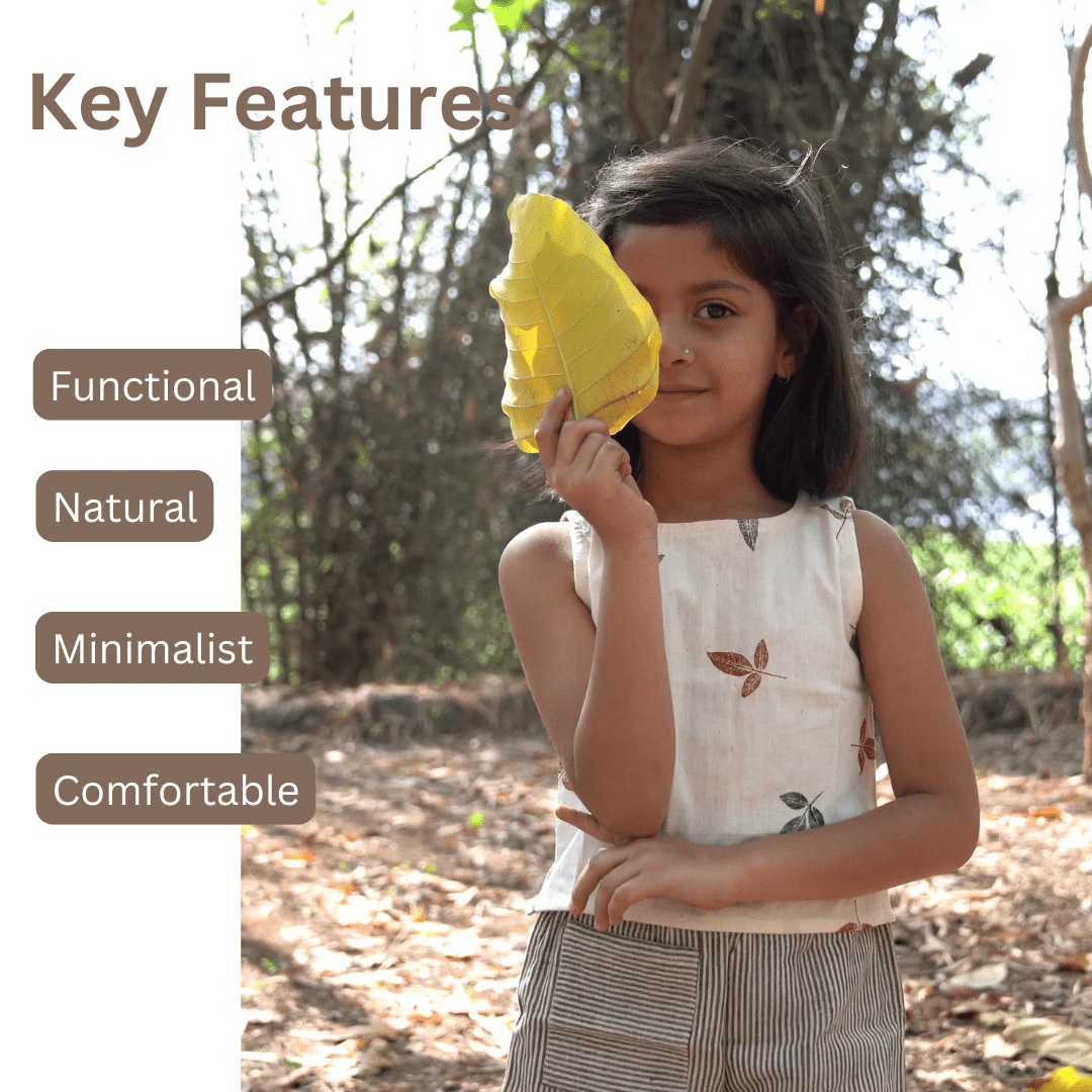Floral Whirl Khadi Crop Top & Shorts Set for Girls - Image 2