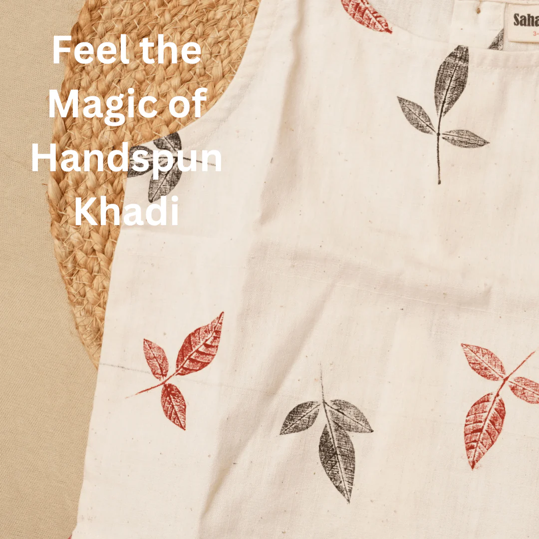 Floral Whirl Khadi Crop Top & Shorts Set for Girls - Image 3