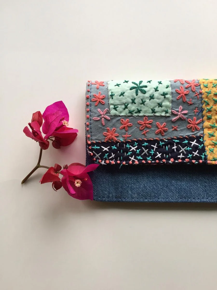 Flowery Crossways Sashiko Wallet - Image 2