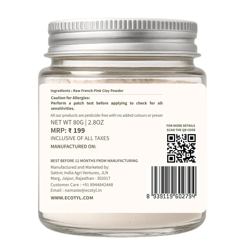 French Pink Clay | Gentle Detox Clay | Skin Brightening | 80g - Image 6