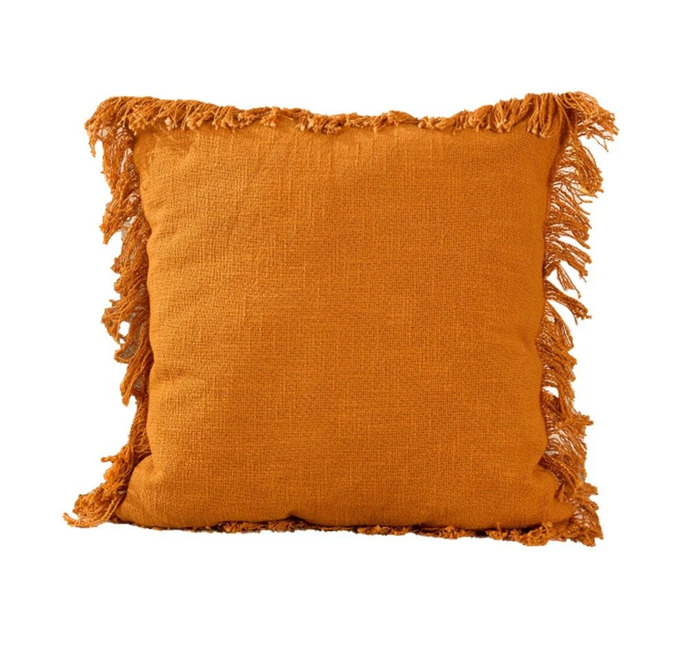 Fringes Elegance Cotton Cushion | Textured Decorative Cushion - Image 3