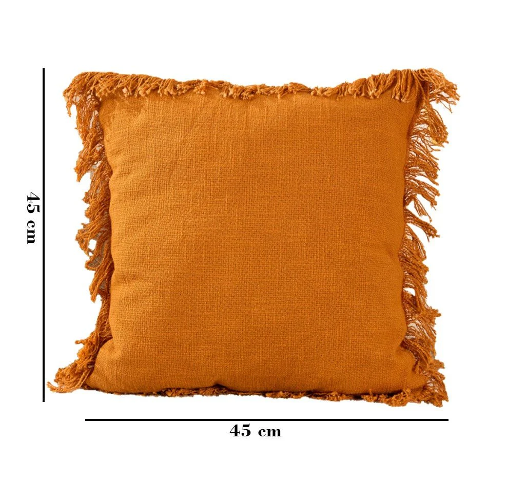 Fringes Elegance Cotton Cushion | Textured Decorative Cushion - Image 5