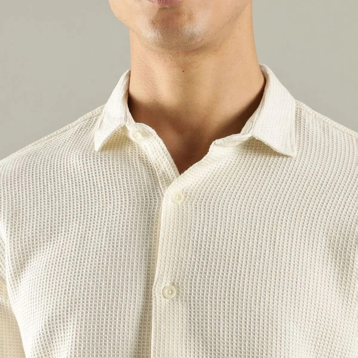 Frost Waffle Shirt – Textured Cotton Shirt for Men - Image 5