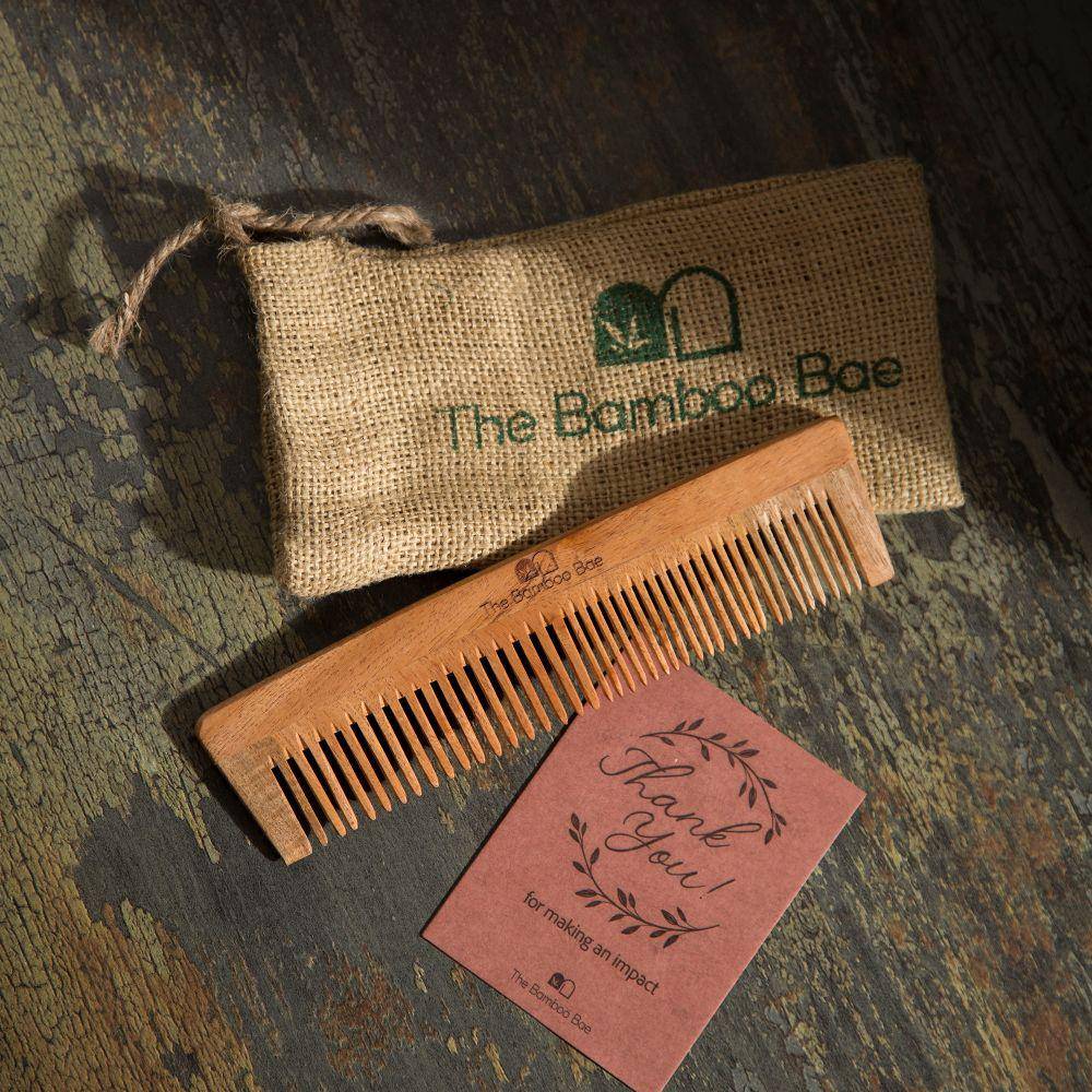 Full Neem Wood Comb | Wide & Narrow Teeth | Detangling & Styling - Image 3