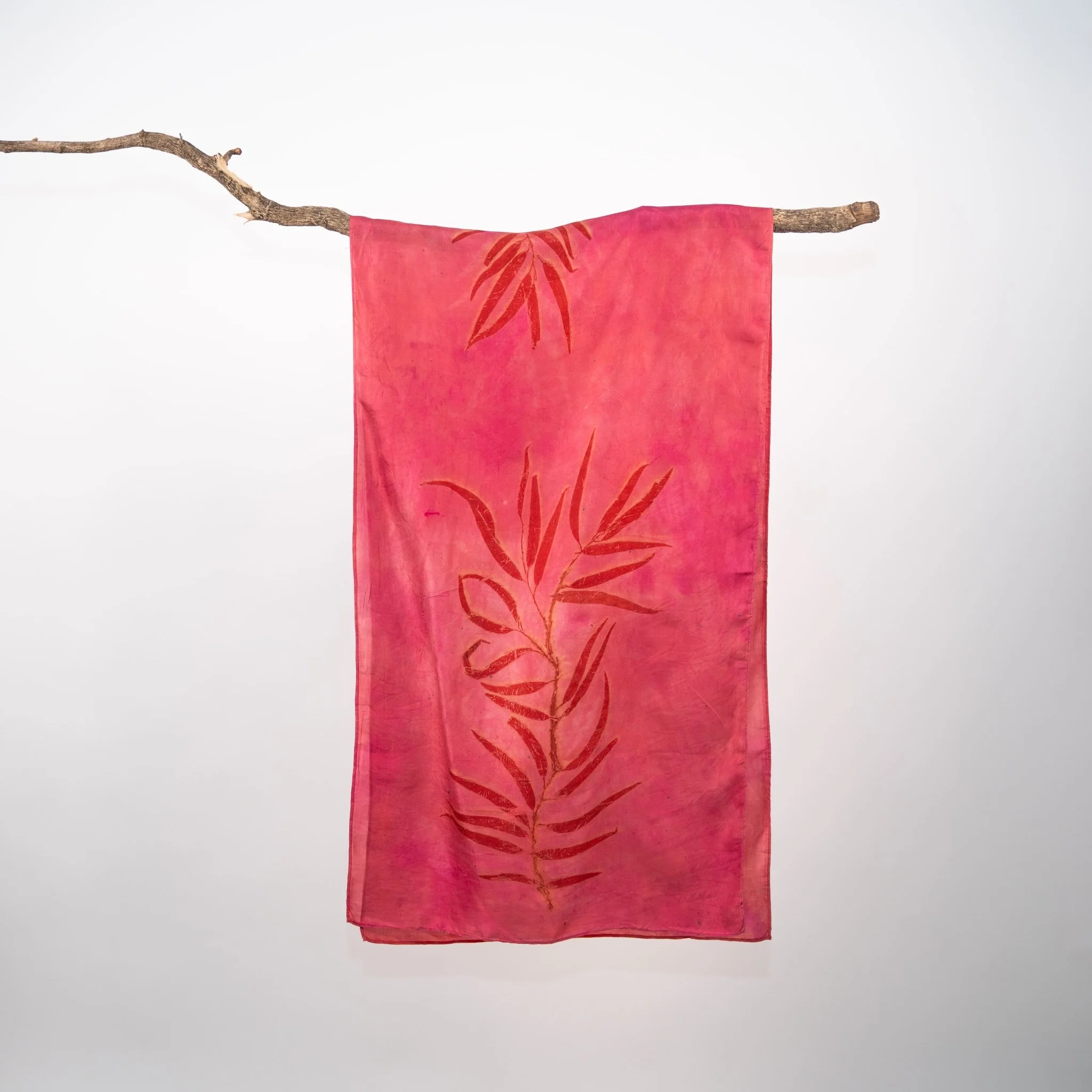 Fuschia Eucalyptus Silk Scarf – Handcrafted Natural Silk Stole - Image 3