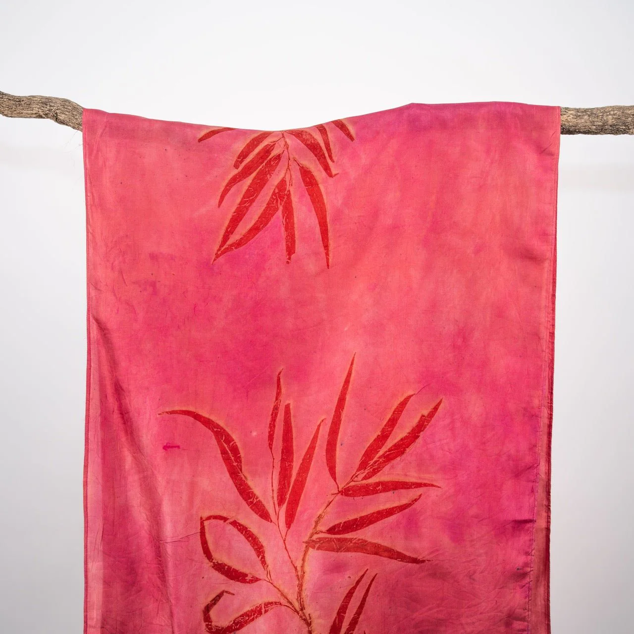 Fuschia Eucalyptus Silk Scarf – Handcrafted Natural Silk Stole - Image 6
