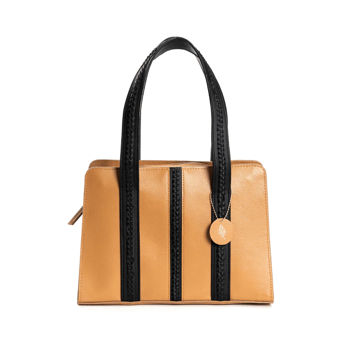 Gaia Vegan Leather Shoulder Bag (Black & Gold) - Image 12