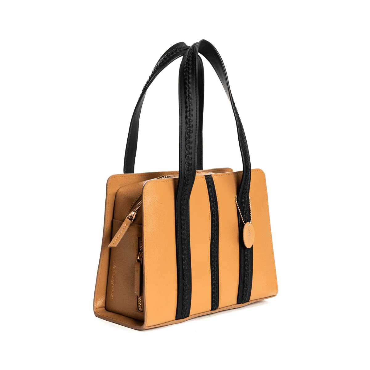 Gaia Vegan Leather Shoulder Bag (Black & Gold) - Image 16
