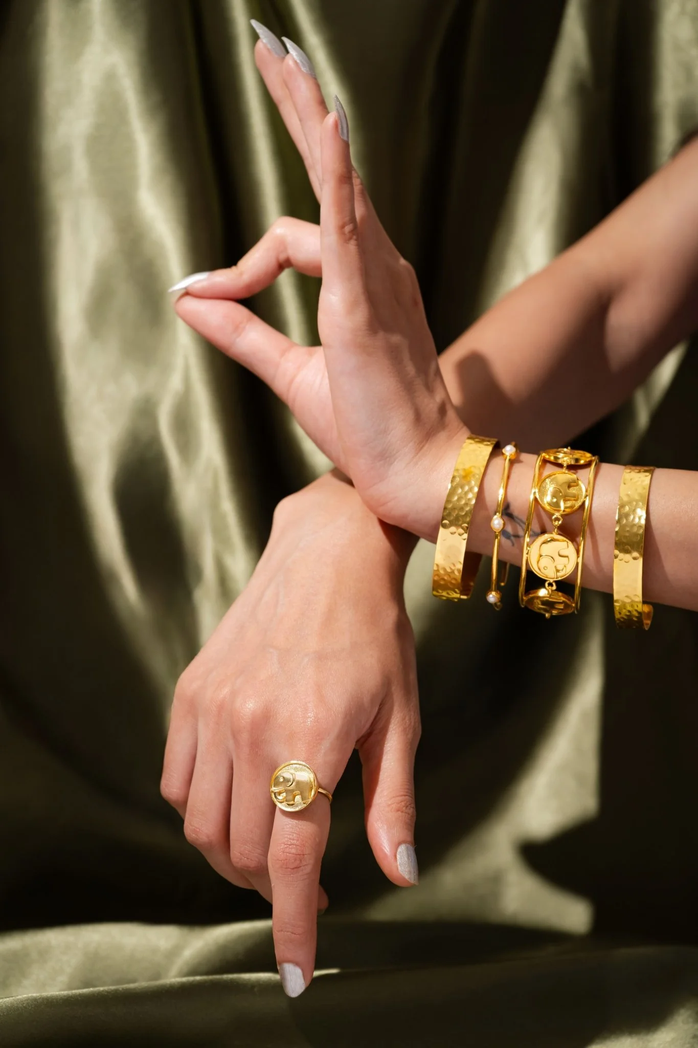 Gajraj Ring In Premium Brass With 18k Matte Gold Plating
