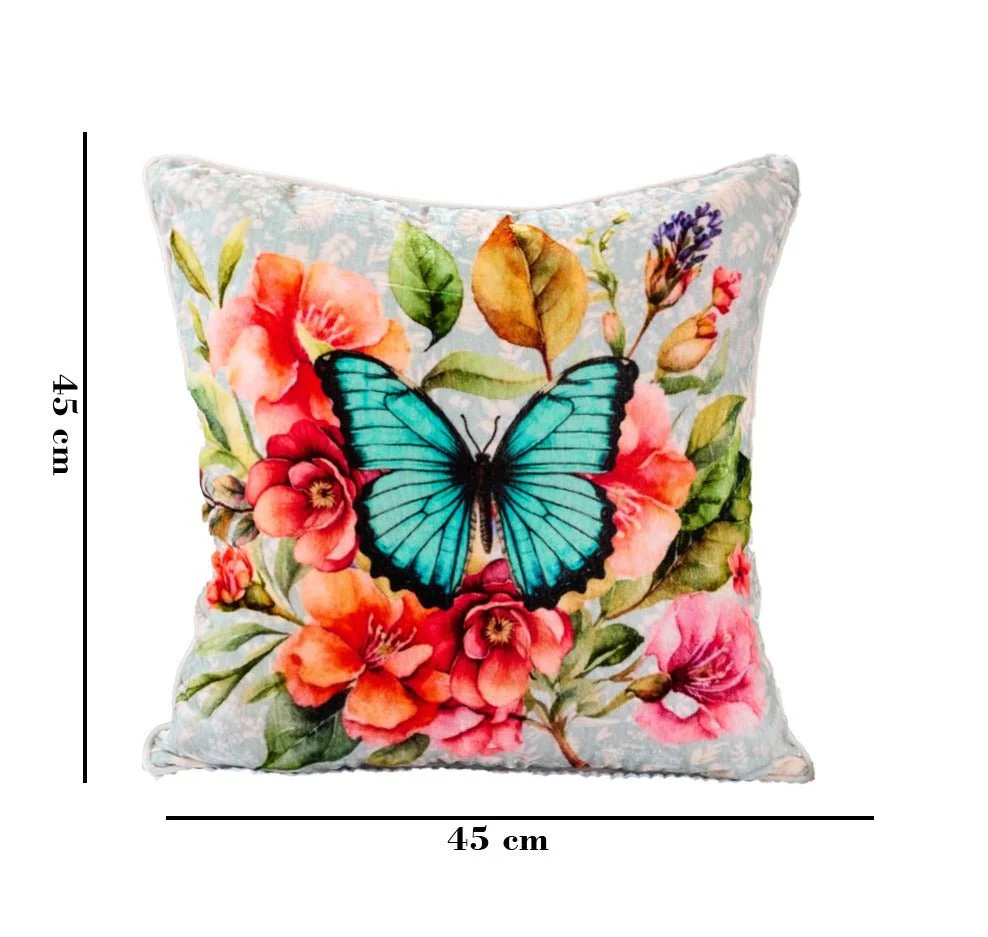 Gardenia Charm Velvet Cushion | Floral Luxury Decorative Cushion - Image 2