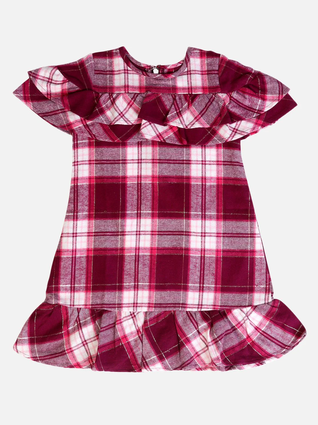 Girls Brushed Cotton Scarlet Dark Pink Dress