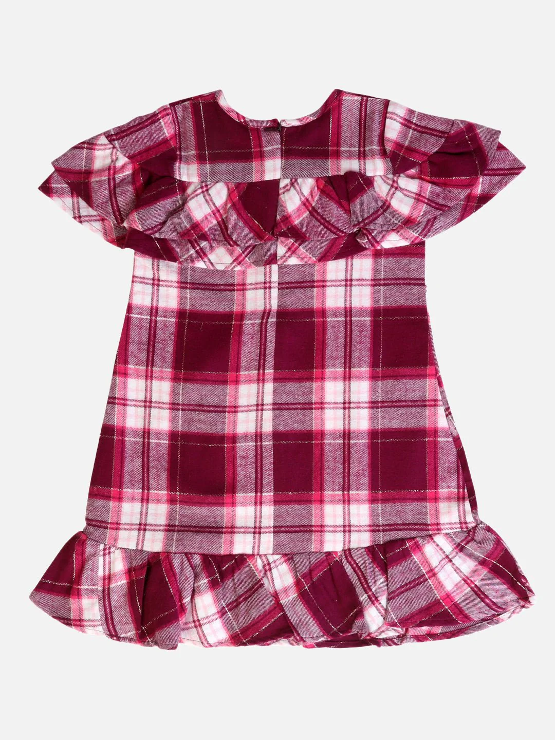 Girls Brushed Cotton Scarlet Dark Pink Dress - Image 2