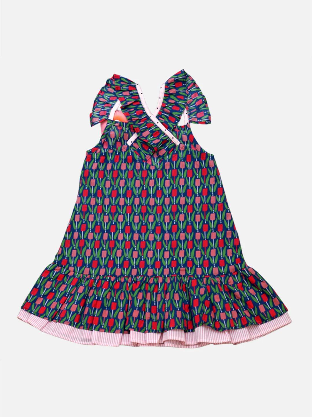 Girls Cotton Cornblue Dress Navy & Pink – Stylish Outfit for Kids - Image 2