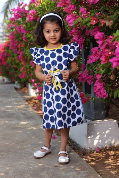 Girls Cotton Dodger Dress White & Blue – Comfortable Stylish Dress - Image 4