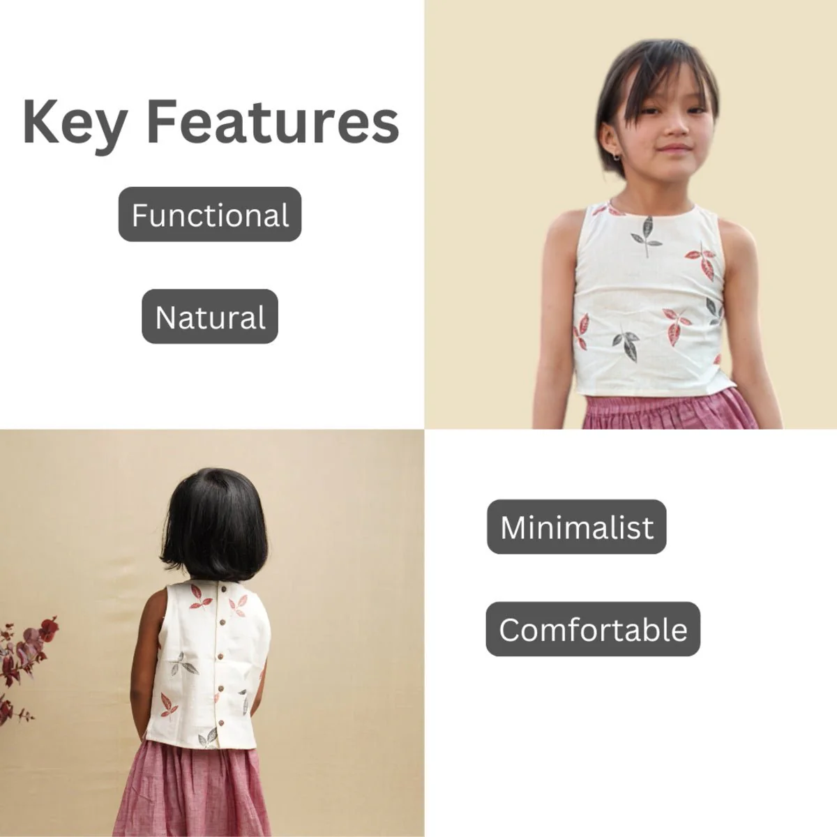 Floral Whirl Top - Pure Cotton Crop Top for Girls - Image 3