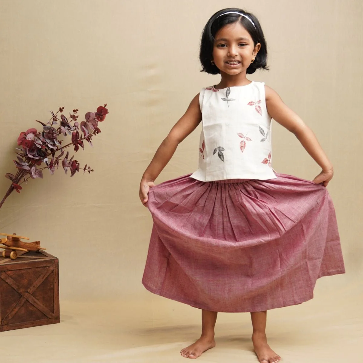 Floral Whirl Top - Pure Cotton Crop Top for Girls - Image 4
