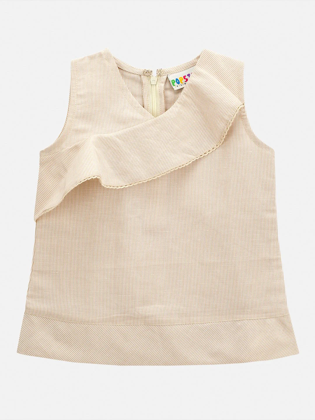 Girls Linen Modish Beige Pants & Top Set - Image 4