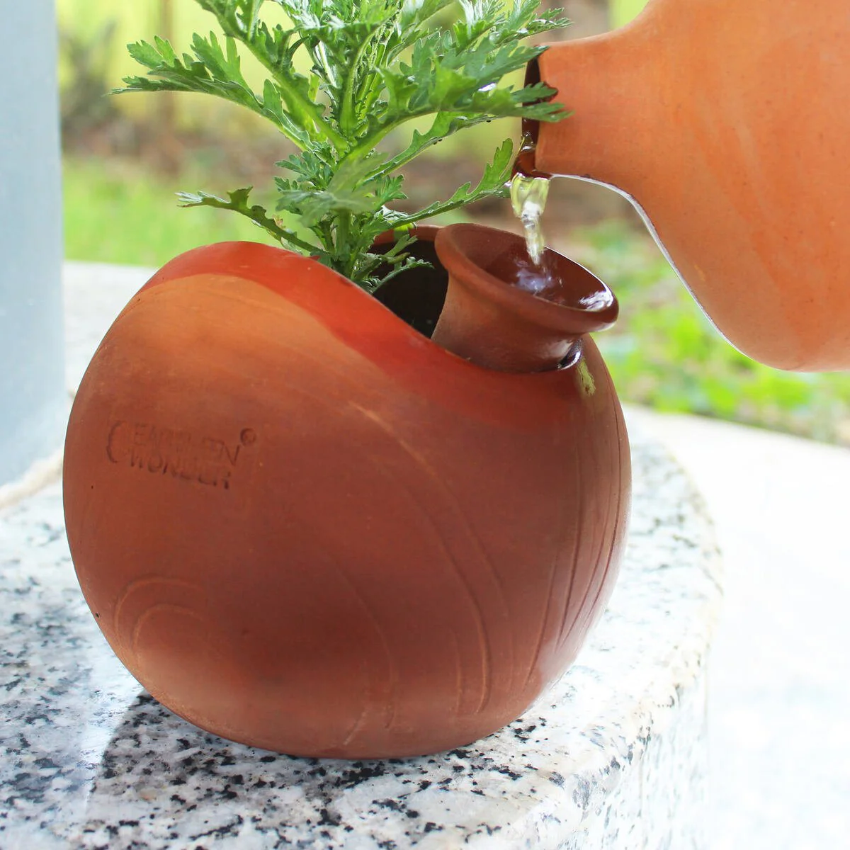 GLO (L) Terracotta Planter with Deep Root Watering System- Set of 2 - Image 3