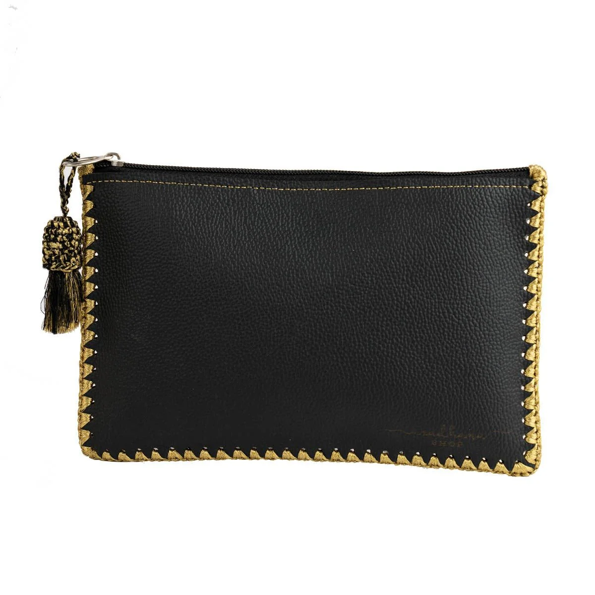 Gold Accent Pouch – Artisan-Made with Upcycled Elements - Image 2