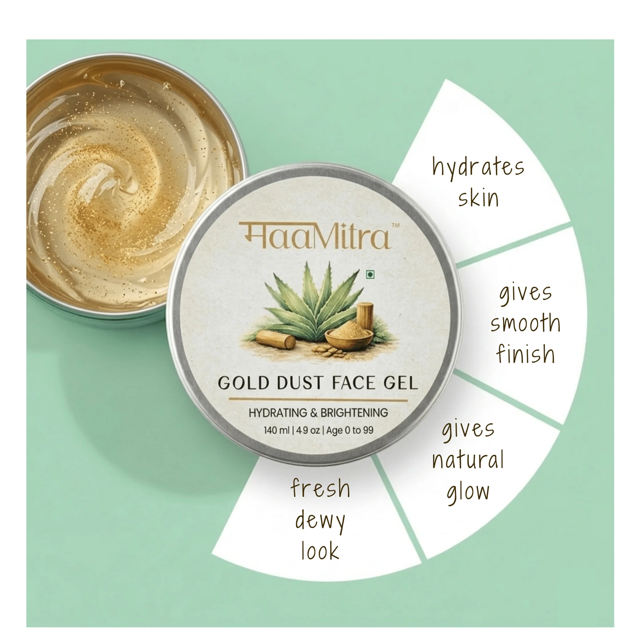 Gold Dust Face Gel | Hydrating & Brightening Face Gel For Glowing Skin - Image 5